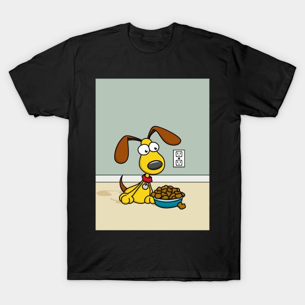 Yellow Puppy with Bowl T-Shirt by Wislander